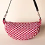 Vibrant Red Keffiyeh Crossbody Bag with Secure Zip Pocket - 25x20x7 cm thumbnail