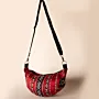 Handmade Crimson Festive Heritage Crossbody Bag with Zip Pocket