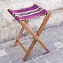 Portable Foldable Bedouin Stool Midnight Plum Wood Fabric Compact