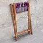 Portable Foldable Bedouin Stool Midnight Plum Wood Fabric - 35x45x8 cm thumbnail