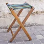 Portable Foldable Bedouin Stool Teal Oasis Wood Fabric - 35x45x8 cm thumbnail