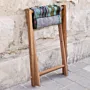 Portable Foldable Bedouin Stool Teal Oasis Wood Fabric - 35x45x8 cm thumbnail