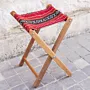 Portable Foldable Bedouin Stool Scarlet Heritage Wood Fabric