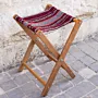 Portable Foldable Bedouin Stool Maroon Boho Wood Fabric - 35x45x8 cm thumbnail