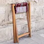 Portable Foldable Bedouin Stool Maroon Boho Wood Fabric - 35x45x8 cm thumbnail