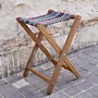 Portable Foldable Bedouin Stool Dusty Blue Teak Wood - 35x45x8 cm thumbnail