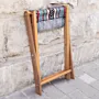 Portable Foldable Bedouin Stool Dusty Blue Teak Wood - 35x45x8 cm thumbnail