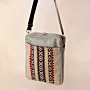Ivory Dunes Square Cross Bag 25x25 Canvas Handmade Neutral - 25x25 cm thumbnail