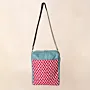 Vibrant Red Keffiyeh Square Cross Bag 25x25 Canvas Handmade
