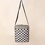 Black White Keffiyeh Square Cross Bag 25x25 Canvas Handmade