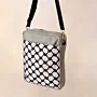Black White Keffiyeh Square Cross Bag 25x25 Canvas Handmade - 25x25 cm thumbnail