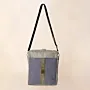 Slate Chevron Embroidered Square Cross Bag 25x25 Handmade Canvas