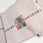 Pastel Mosaic Linen Embroidered Table Runner 35x150 cm Handmade thumbnail