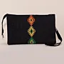 Black Geometric Embroidered Petra Cross Bag Denim - 30x25x8 cm thumbnail