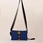 Denim Dusk Geometric Embroidered Petra Cross Bag Handmade - 30x25x8 cm thumbnail