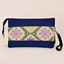 Royal Indigo Geometric Mosaic Embroidered Petra Cross Bag - 30x25x8 cm thumbnail