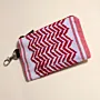 Vibrant Red Keffiyeh Small Wallet Keychain 13x9 Handmade - 13x9 cm thumbnail