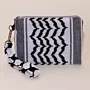 Monochrome Wave Textured Large Wallet Keychain 11x15 Handmade