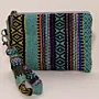 Teal Mosaic Large Wallet Keychain 11x15 cm Multi Pocket Handmade