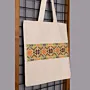 Linen Tote Bag Floral Embroidered DMC Shoulder Bag - 38x35x6 cm thumbnail