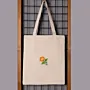 Orange Flower Embroidered Linen Tote Bag Handmade DMC