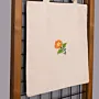 Orange Flower Embroidered Linen Tote Bag Handmade DMC - 38x35x6 cm thumbnail
