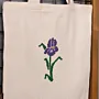 Purple Iris Embroidered Linen Tote Bag Handmade DMC - 38x35x6 cm thumbnail