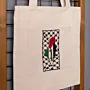 Palestine Map Embroidered Linen Tote Bag Handmade DMC - 38x35x6 cm thumbnail
