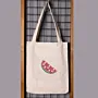 Watermelon Tote Bag Cotton Linen Embroidered DMC Handmade Shoulder