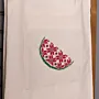 Watermelon Tote Bag Cotton Linen Embroidered DMC Shoulder - 38x35x6 cm thumbnail