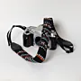 Black Camera Strap Bedouin Textile Leather Padded Handmade - 5x15x2 cm thumbnail