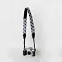 Black White Keffiyeh Camera Strap Bedouin Leather Padded Handmade