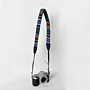 Navy Camera Strap Bedouin Textile Leather Padded Handmade