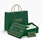 Green Gift Box with Bag Card and Inner Wrapping (4 Pcs)