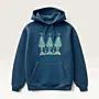 Hand-Embroidered Navy Blue Hoodie with Turquoise Heritage Motif