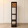 Handmade Oak Floor Lamp with Warm Floral Mosaic Design 150cm