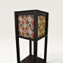 Handmade Oak Floor Lamp with Warm Floral Mosaic Design 150cm