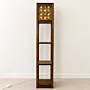 Handmade Oak Floor Lamp with Amber Arabesque Design 150cm