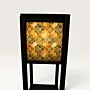 Handmade Oak Floor Lamp with Amber Arabesque Design 150cm