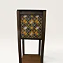 Handmade Oak Floor Lamp with Amber Arabesque Design 150cm
