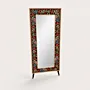 Handmade Botanica Wood Shoe Cabinet with Full Mirror Gold 155cm