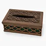 Handmade Solid Oak Wood Tissue Box Cover Brown & Black - 23.5x11.5 cm thumbnail