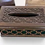 Handmade Solid Oak Wood Tissue Box Cover Brown & Black - 23.5x11.5 cm thumbnail