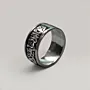 Black Enamel Arabic Phrase Band Ring in 925 Sterling Silver thumbnail