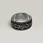 Black Enamel Band Ring with Custom Phrase in 925 Sterling Silver