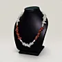 Red and White Beaded Necklace with 925 Sterling Silver Spacers thumbnail