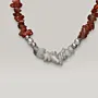 Red and White Beaded Necklace with 925 Sterling Silver Spacers thumbnail