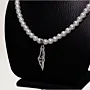 Pearl Necklace with 925 Sterling Silver Palestine Map Pendant thumbnail