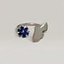 Palestine Map Ring with Blue Floral Accent in 925 Sterling Silver thumbnail