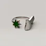 Palestine Map Ring with Green Star Accent in 925 Sterling Silver thumbnail